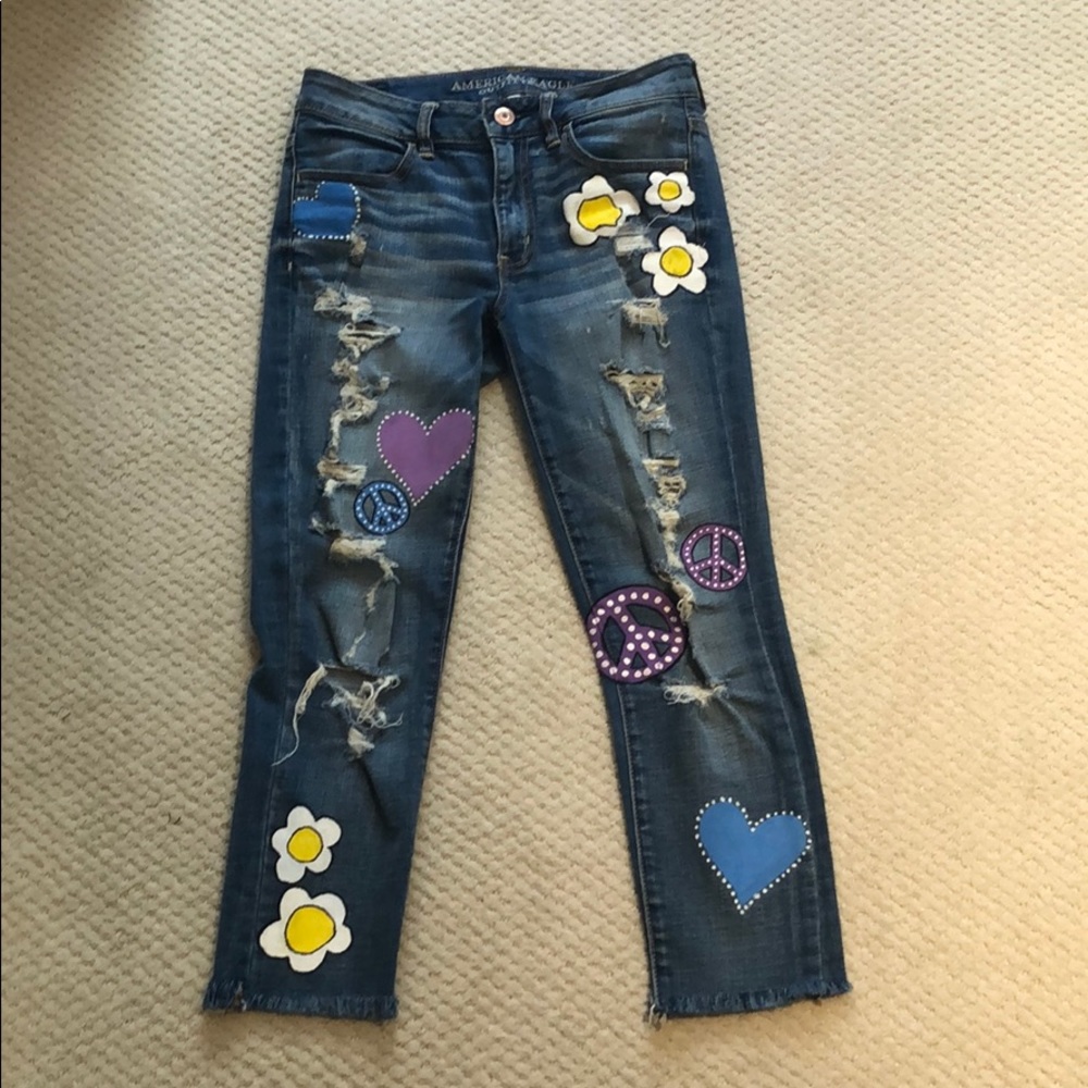 American Eagle jeans that are hand painted